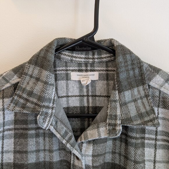 Beach Lunch Lounge Collection Flannel – XS Green & White Plaid - Picture 2 of 6